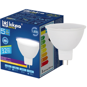 Лампа світлодіодна LED MR16 5W 3000K GU5.3 12V. ТМ "Іскра"