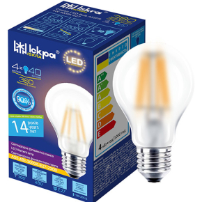 Світлодіодна лампа LED Filament A55FR 4W 3000K E27 матова. ТМ "Іскра"