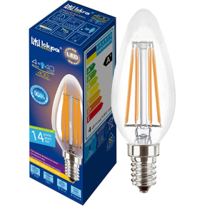 Лампа світлодіодна LED Filament B35Cl 4W 3000K E14 прозора. ТМ "Іскра"