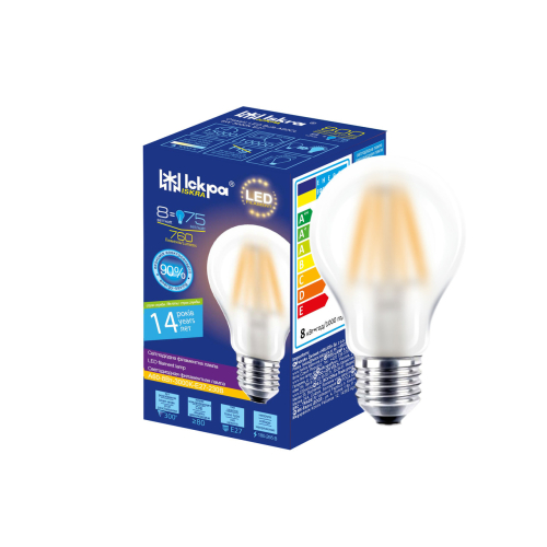 Світлодіодна лампа LED Filament A60FR 8W 3000K E27 матова. ТМ "Іскра"