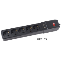 Мережевий фільтр із заземленням на 5 розеток 3м. + 2USB  GF3153  ТМ "Іскра"