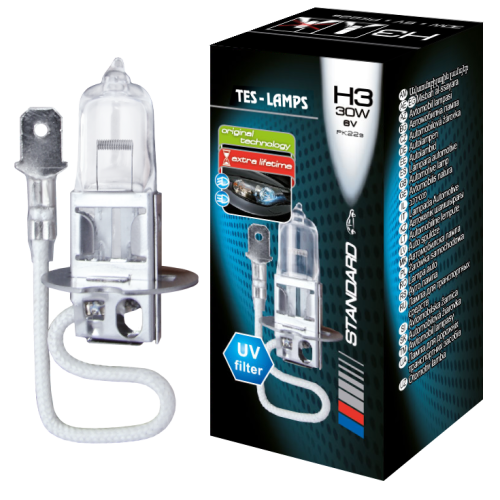 Автолампа H3 6V 30 W "Standard" PK22s Tes-lamps