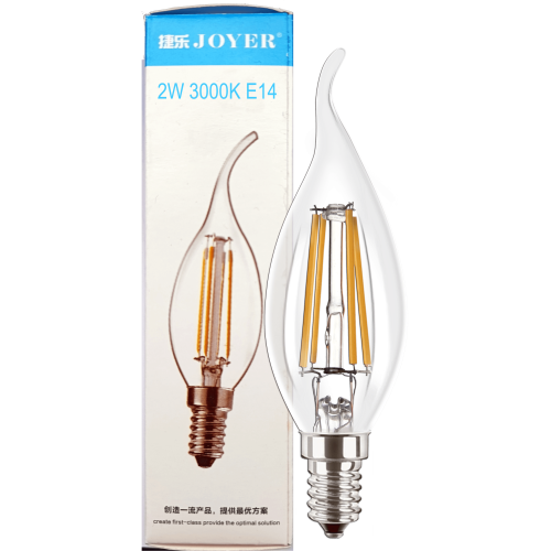 Лампа світлодіодна ТМ "JOYER" LED Filament B35Cl 4W 3000K E14 прозора. Лампа світлодіодна ТМ "JOYER" LED Filament B35Cl 4W 3000K E14 прозора.