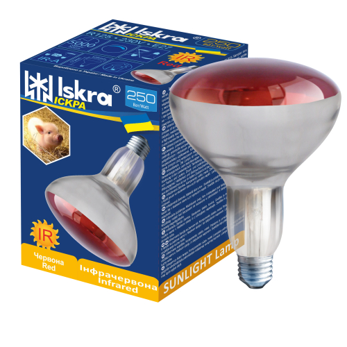 Лампа інфрачервона для обігріву R125 250Вт/W E27 ТМ "Іскра"